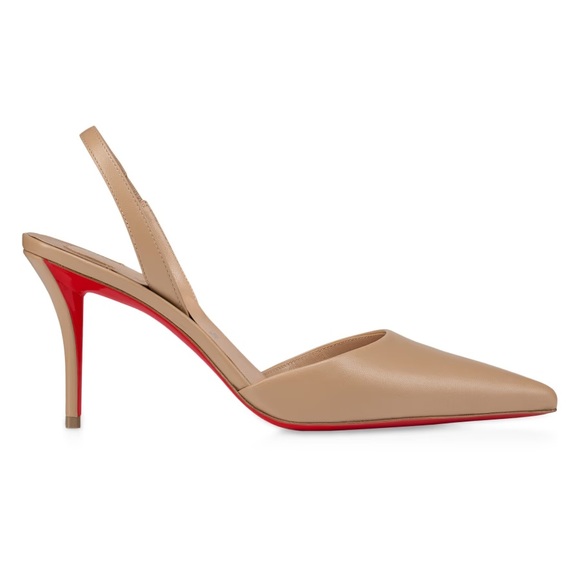 Christian Louboutin apostropha sling 80mm stiletto lionne dark beige sz 39 - Picture 1 of 12